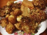 Thịt viên chiên+trứng cút+Chả quế kho
