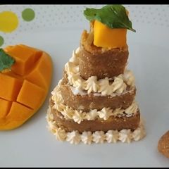 A picture of Mango Ladoo Cake.