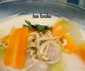 Mudah Cepat Memasak Sawi putih jamur teri kuah santan Enak Sempurna