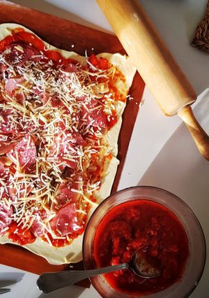 Une photo de #Pizza jambon fromage