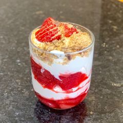 Strawberry & lemon mascarpone mousse A picture of Strawberry & lemon mascarpone mousse.