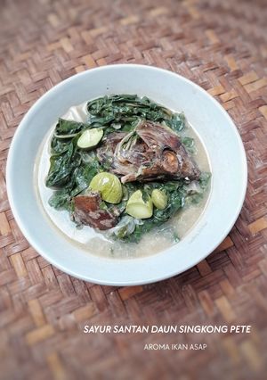 Foto resep Sayur Santan Daun Singkong Pete Aroma Ikan Asap