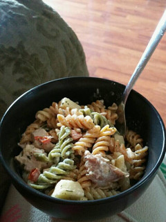 A picture of Pink Lady Chicken Pasta Salad.