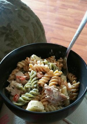 A picture of Pink Lady Chicken Pasta Salad.