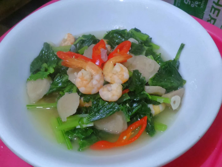 Cara Mudah Membuat Resep Tumis sawi udang+pentol simpel yang Bikin Ngiler Anti Ribet, Menggugah Selera