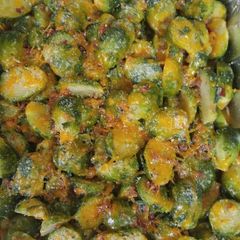 A picture of Baked brussel sprouts.