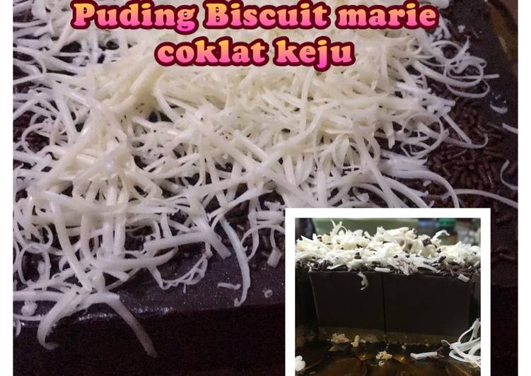 Resep Puding Biscuit Marie coklat keju Anti Gagal