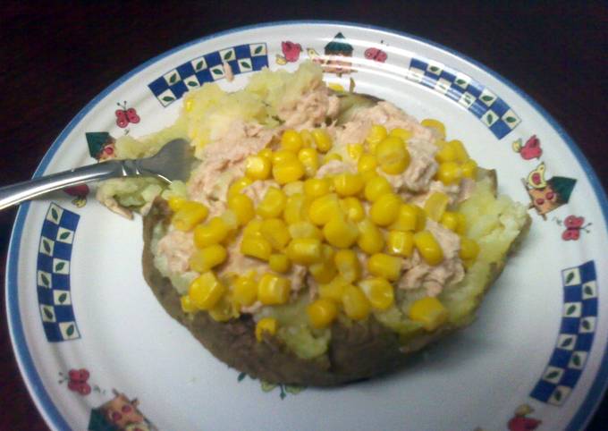 Loaded Baked Potato With Tuna And Sweet Corn Recipe by Island Delight ...