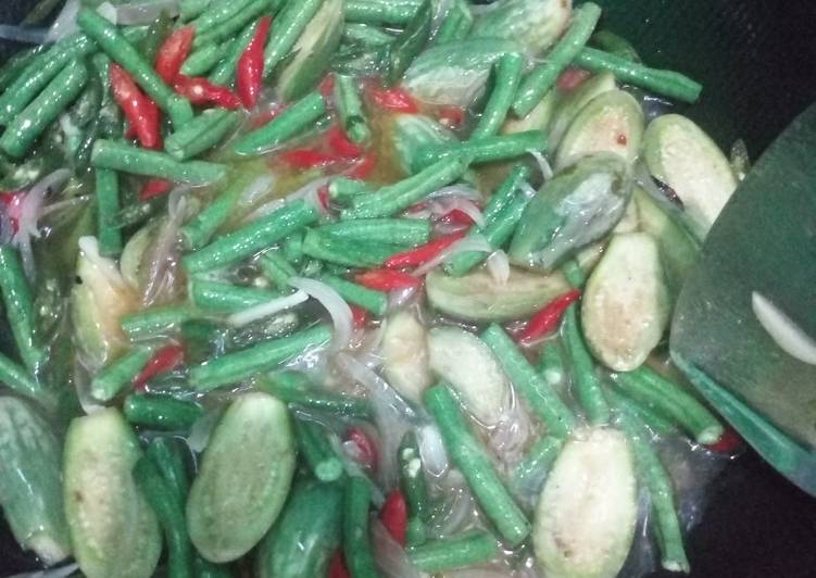 Tumis kacang panjang dan terong praktis