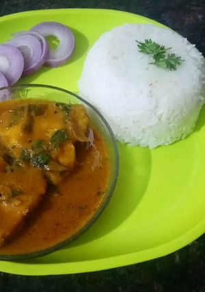 A picture of Totapuri Mango Catla Fish Curry.