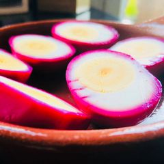 A picture of Vibrant Pickled Eggs.