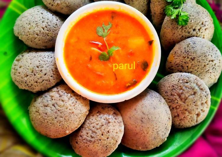 Recipe of Super Quick Homemade Ragi (Finger Millets) flours Spong idli