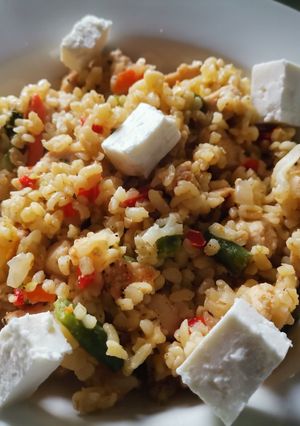 Vegyes zöldség bulgurral recept fotója