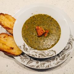 A picture of Pea Dal (Yellow Split Peas) with Garden Herbs.