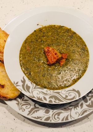 A picture of Pea Dal (Yellow Split Peas) with Garden Herbs.