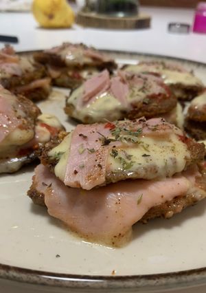 Una foto de Milanesas de berenjenas a la napolitana 🫶🏼