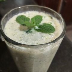 Buttermilk with mint A picture of Buttermilk with mint.