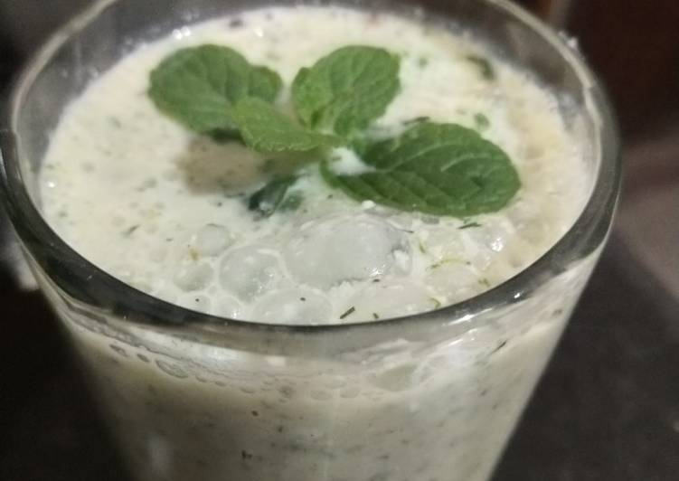 Recipe of Homemade Buttermilk with mint