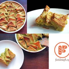 A picture of Matcha Bread & Butter Pudding.