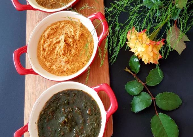 Trio Chutneys - Coconut, Peanut and Coriander Chutney dips