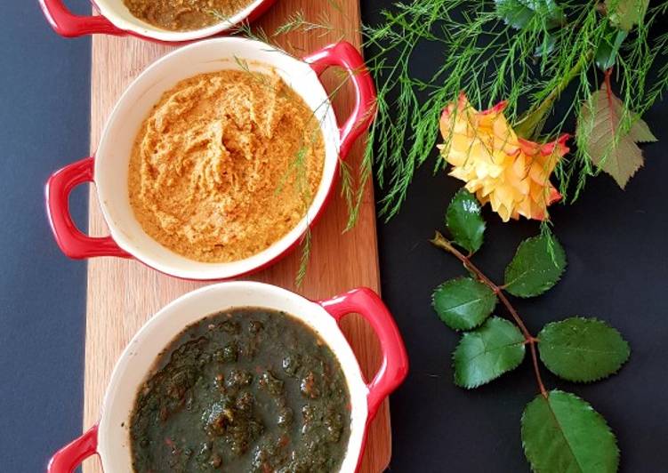 Trio Chutneys - Coconut, Peanut and Coriander Chutney dips