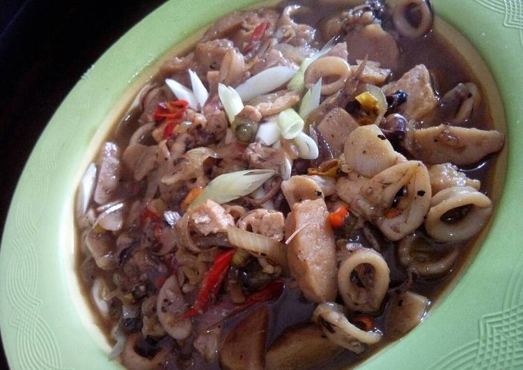 Cumi bakso bumbu lada hitam