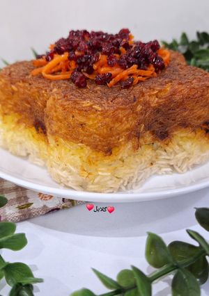 عکسی از دستور تهچین گوشت و آلو 😋