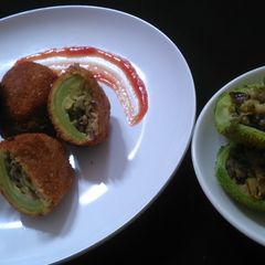 A picture of Lentil stuffed Teasle Gourd Cutlet.