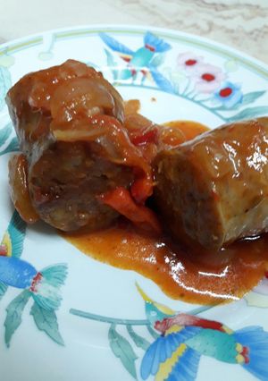 Una foto de Chorizo de cerdo a la pomarola