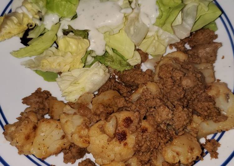 Recipe of Delicious Garlic Butter Ground Turkey and Cauliflower Skillet