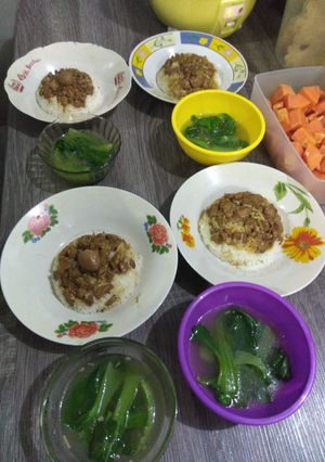 Foto resep Nasi tim ayam kuah kaldu ayam dan pokcoy