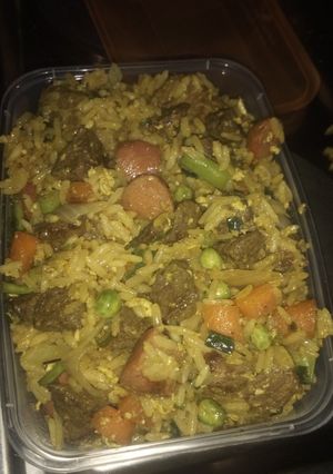 A picture of Fried rice with a twist.
