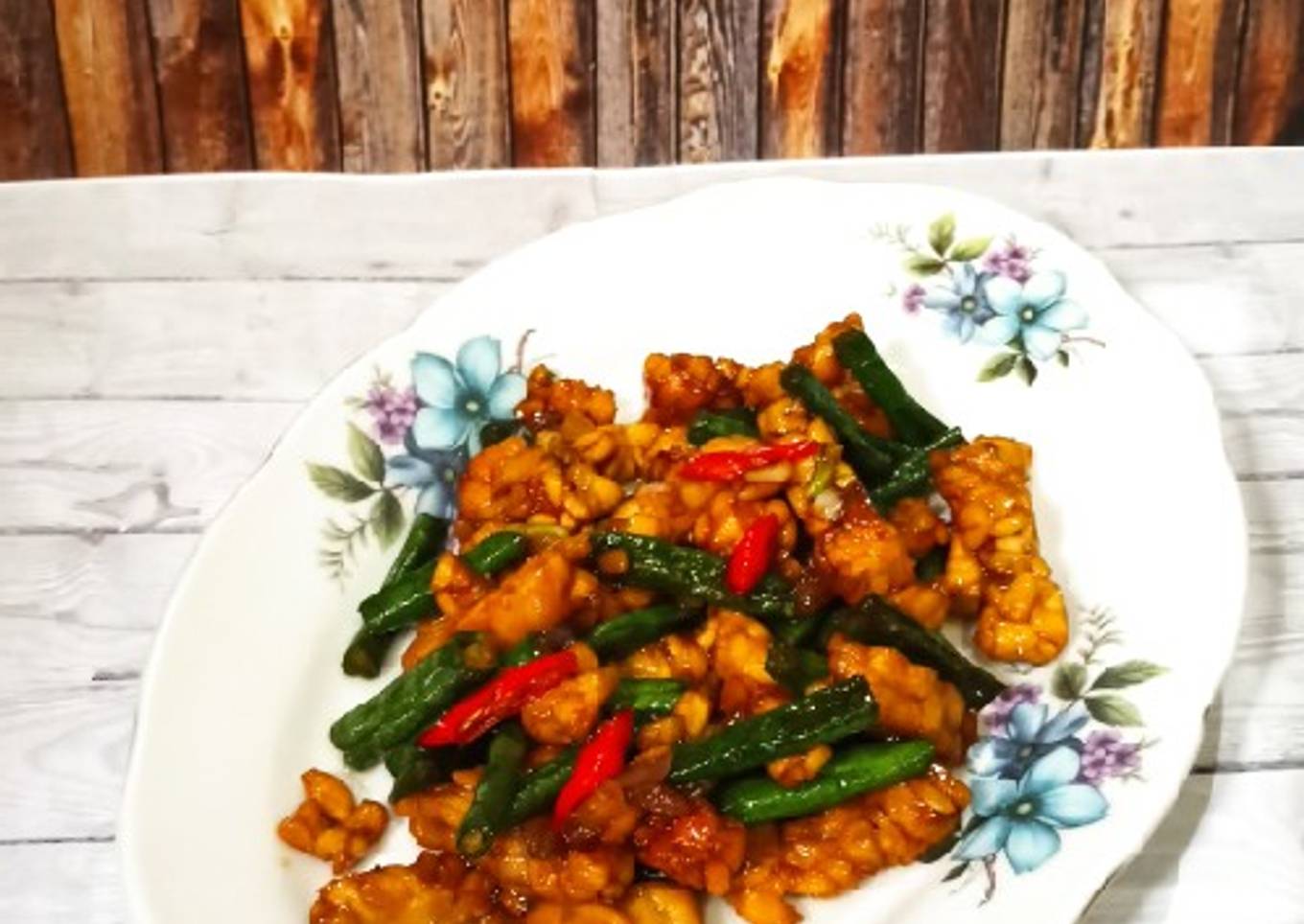 Tumis tempe kacang panjang ala opibun