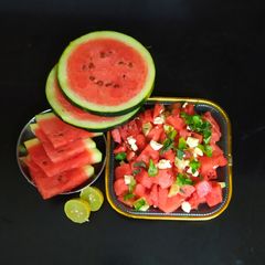 Watermelon and cucumber salad A picture of Watermelon and cucumber salad.