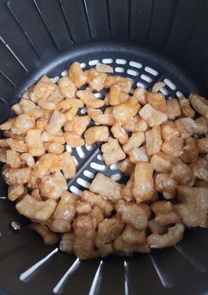 Hình của món Da heo chiên giòn bằng nồi chiên không dầu.