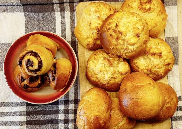 1 massa = 3 bolos - pão de leite, pão de Deus e rolls de chocolate