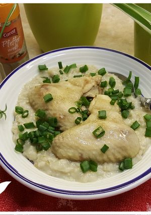 Hình của món Cháo gà yến mạch #cleaneating.