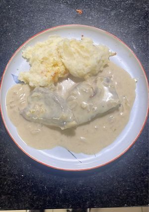 Una foto de Lomo a la mostaza y puré!!