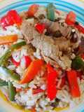 Arroz blanco con chapsui y vacuno