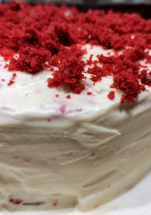 Φωτογραφία της συνταγής "Red velvet cake με frosting λευκής σοκολάτας" ❤️🎀