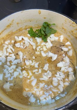 A picture of Pollo en Pepitoria (Chicken in Almond Sauce) - Spanish Heaven on a Plate - Enjoy :P.