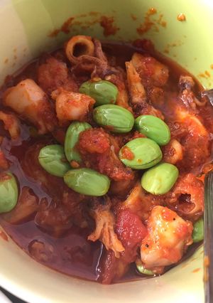 Foto resep Cumi asin pete balado