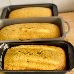 A picture of Banana bread with lemon zest!.