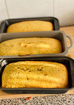 A picture of Banana bread with lemon zest!.