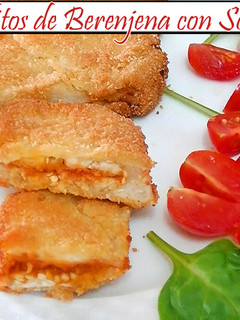 Una foto de Montaditos de berenjena con sobrasada