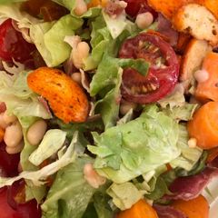 A picture of Dark Yellow Salad (Peach, Baby Carrot and Beans).