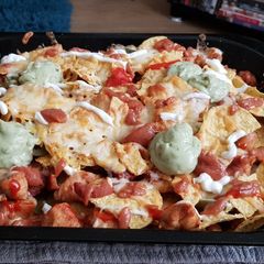 A picture of Nacho's with Chicken & Chorizo 🍗.