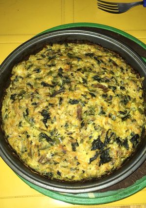 Una foto de Soufflé con tallos de remolacha
