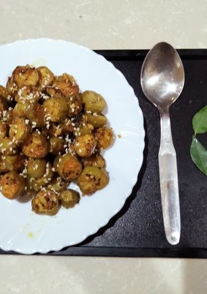 A picture of Kundru Peanut and sesame seeds sabzi.