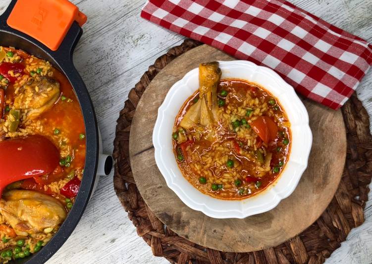 Arroz caldoso de pollo con verduras